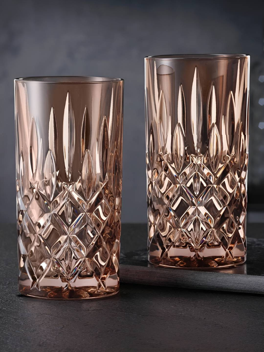 Nachtmann Brown 2 Pieces Textured Easy to Clean Noblesse Long Drink Cocktail Glass