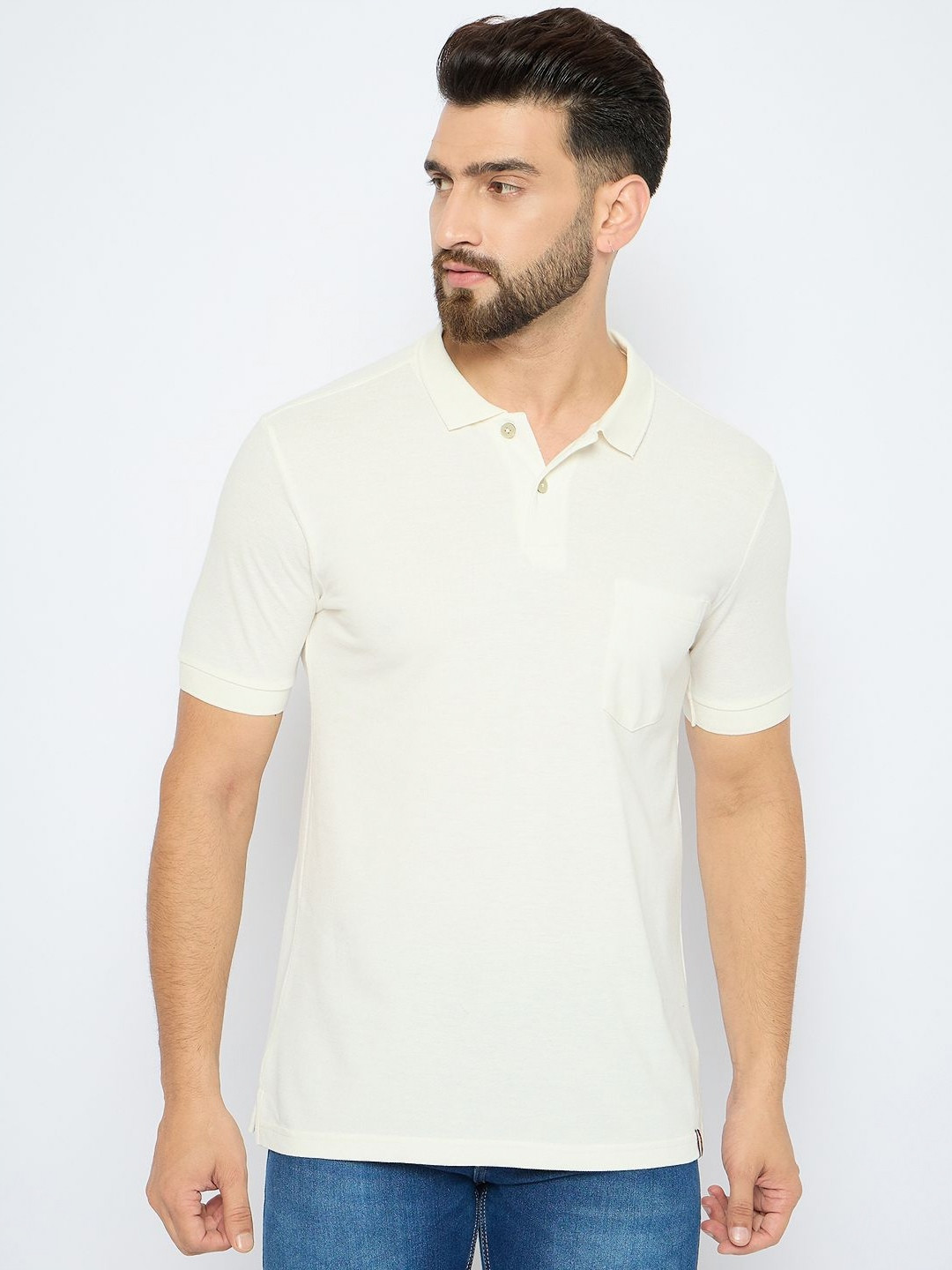 AXMANN Men Solid Polo Collar Cotton Slim Fit T-shirt