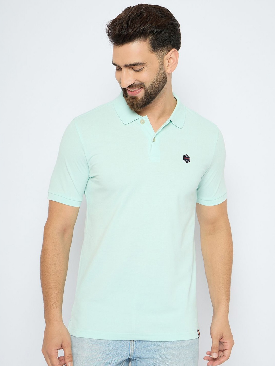 AXMANN Men Solid Polo Collar Cotton T-shirt