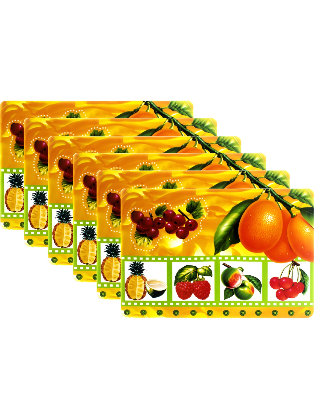 Dakshya Industries Orange-Colored & Green 6 Pieces Printed Fridge Appliance covers