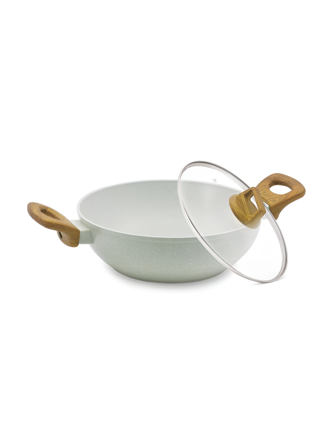 BERGNER Naturally Cast White and Brown Induction Base Aluminium Kadhai and Wok 2L
