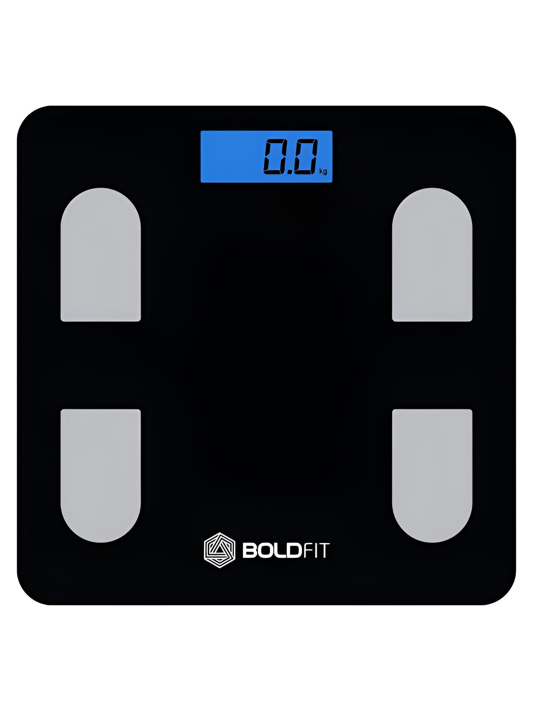 BOLDFIT Supreme Black & White Glass Square Anti-Skid Weighing Scale