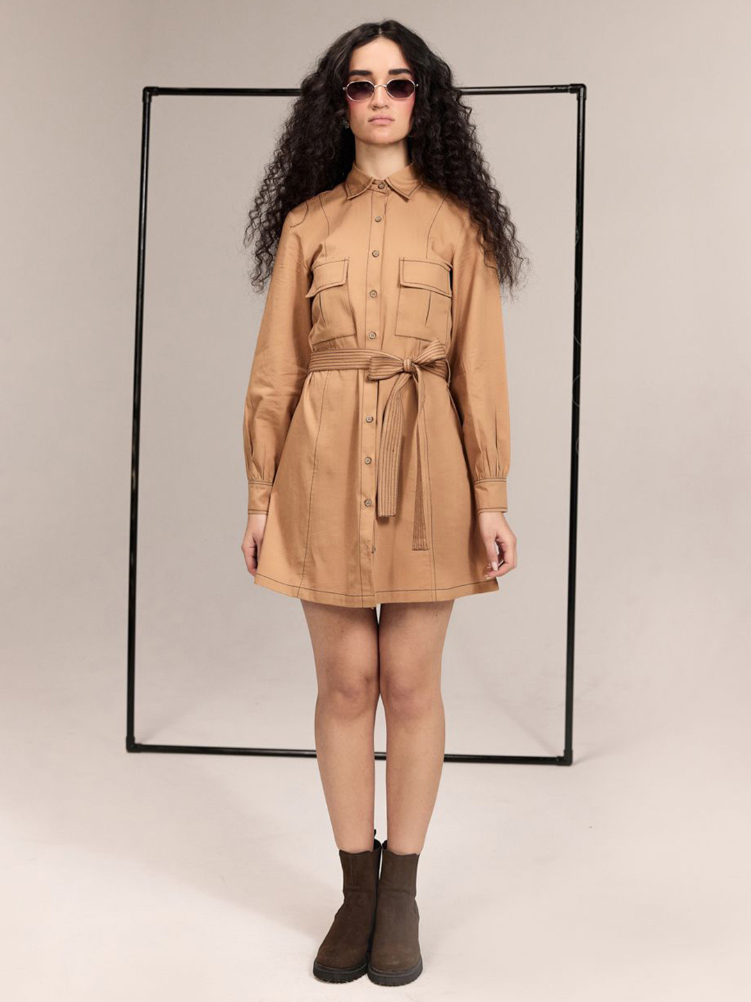 Midsummer Caramel Mauve Short Dress