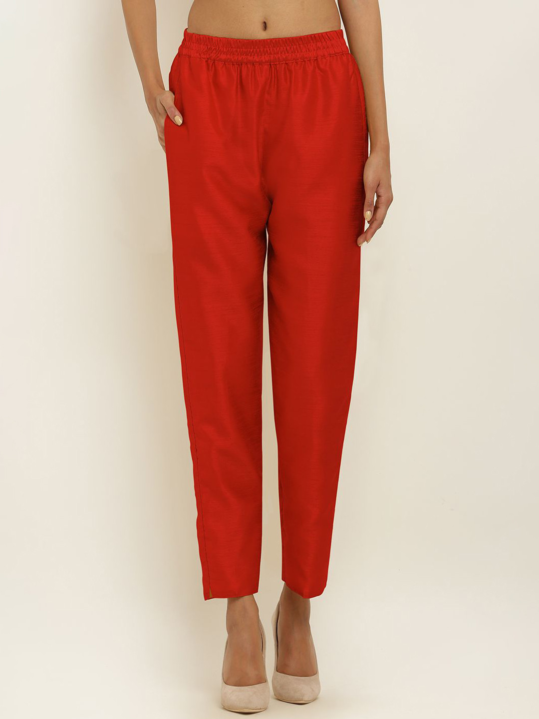 FLOREOS Women Comfort Easy Wash Mid-Rise Regular Fit Trousers
