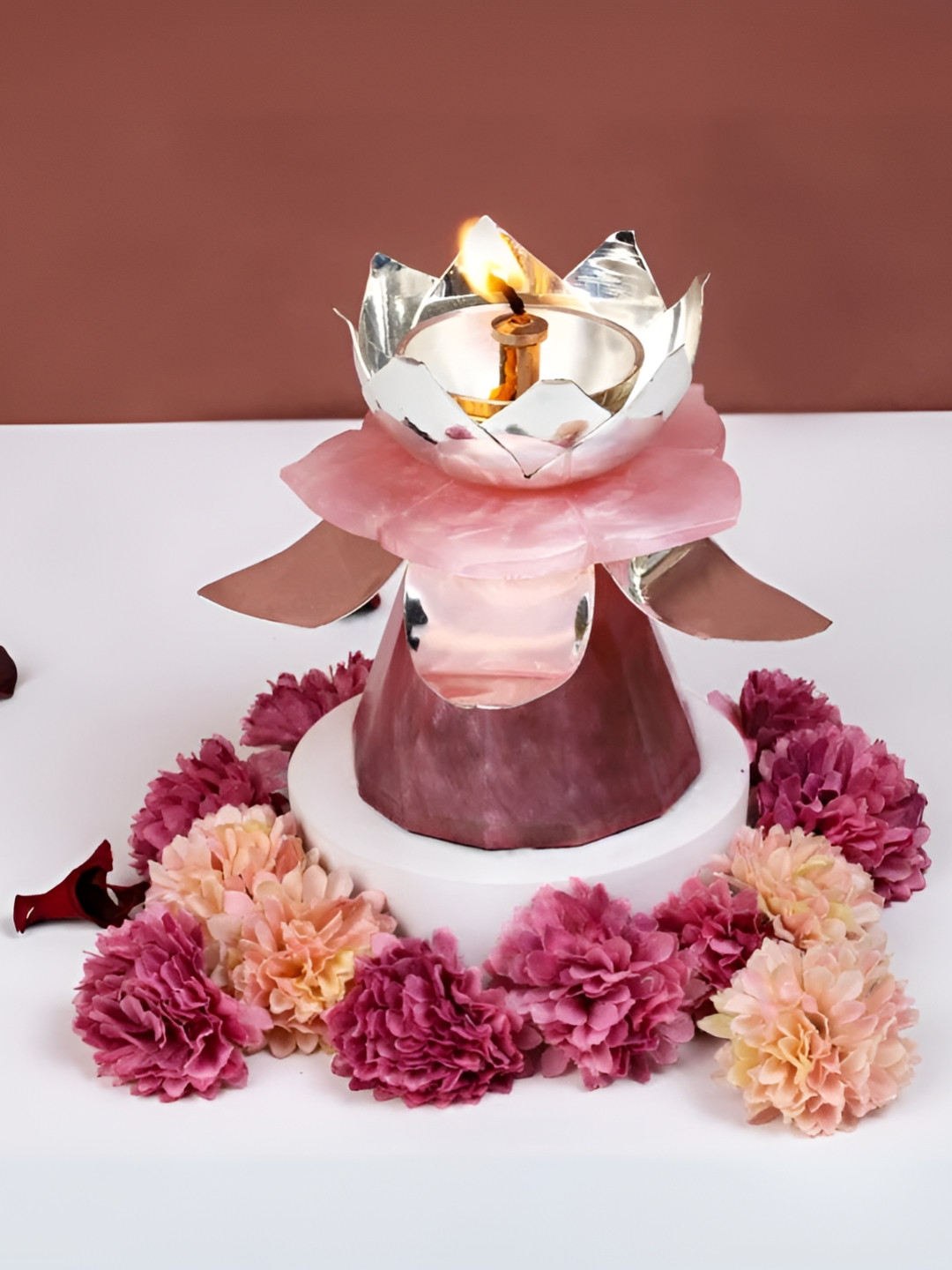 THE HOME CO. Pink Diya Resin Petal And Base