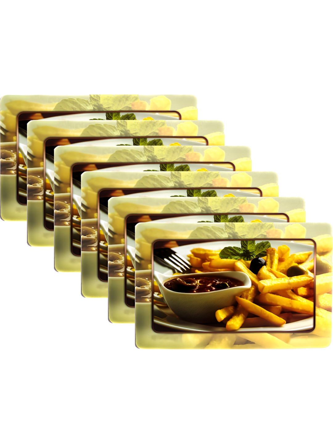 Dakshya Industries Yellow & Brown Food Printed Refrigerator Appliance Covers