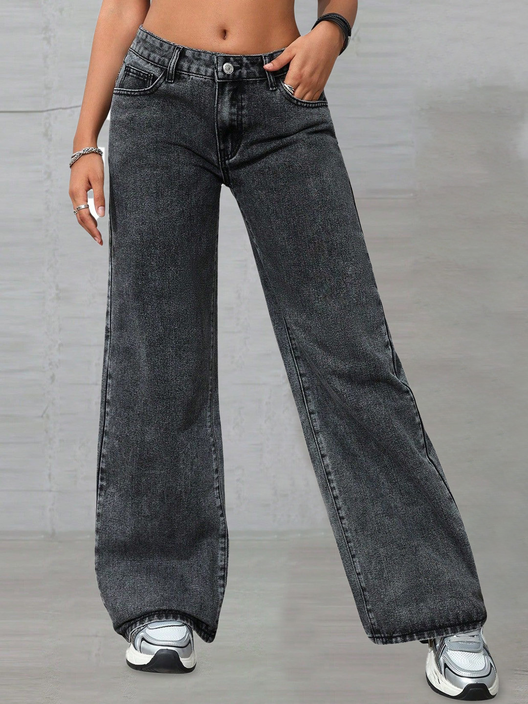 Glossia Women Comfort Low-Rise Bootcut Light Fade Acid Wash Stretchable Jeans