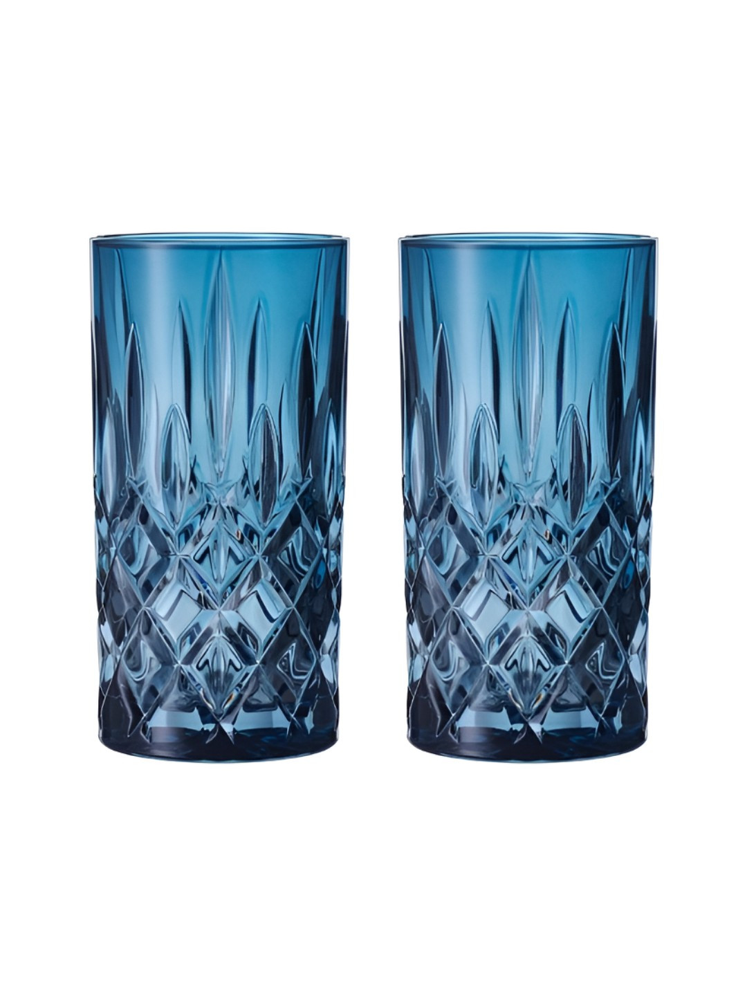 Nachtmann Noblesse Blue 2 Pieces Textured Glass Vintage Water Glasses