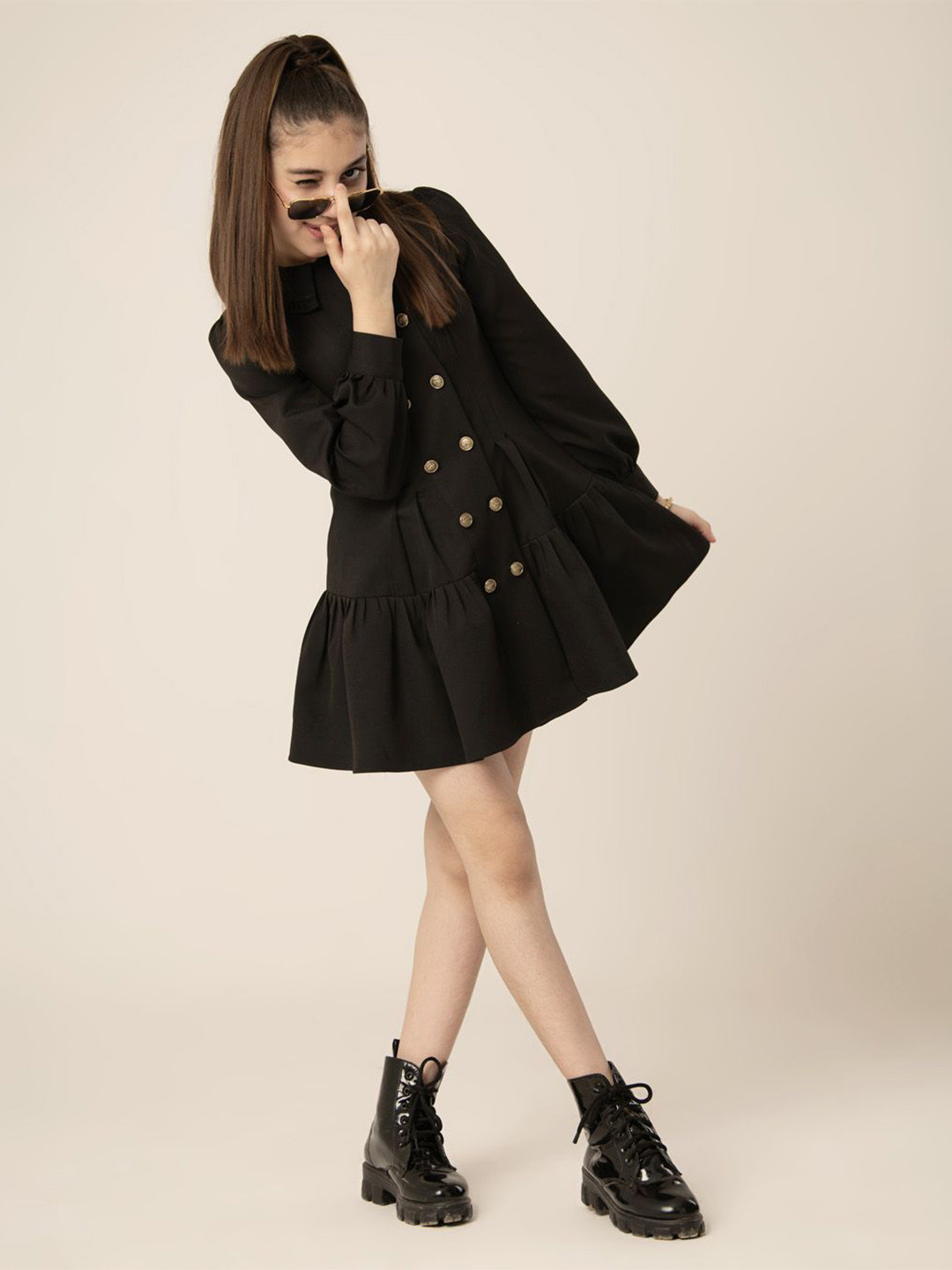 HOITY MOPPET Girls Peter Pan Collar Drop-Waist Dress