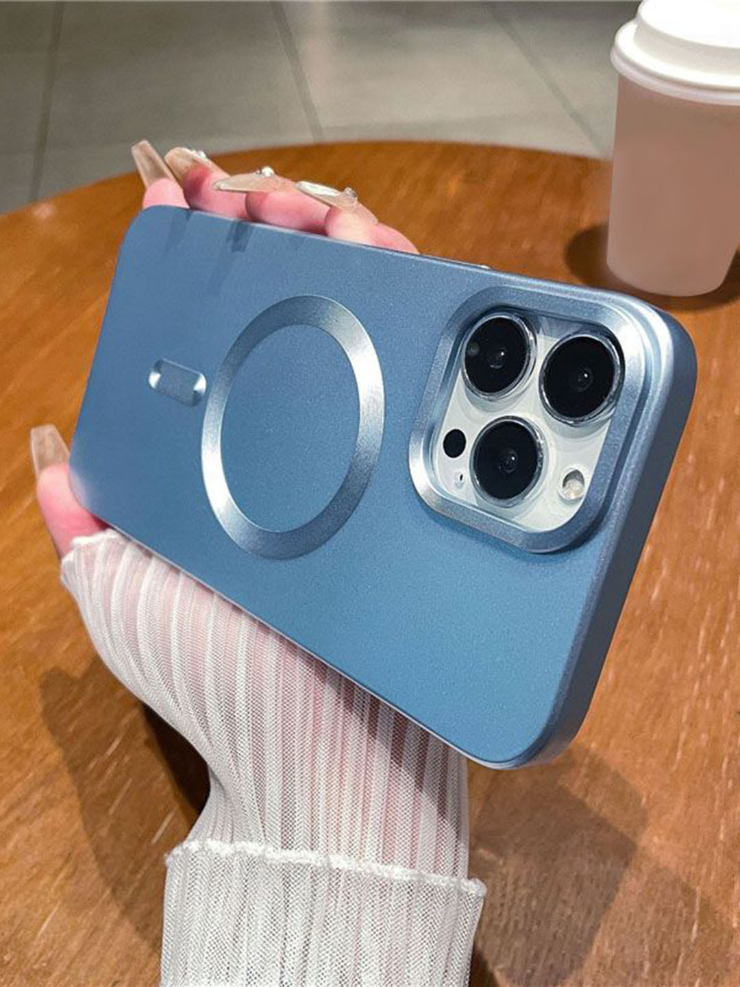 Luxury Kase LK101 Solid iPhone 14 Pro Max Matte CD Print Magnetic Wireless Back Case