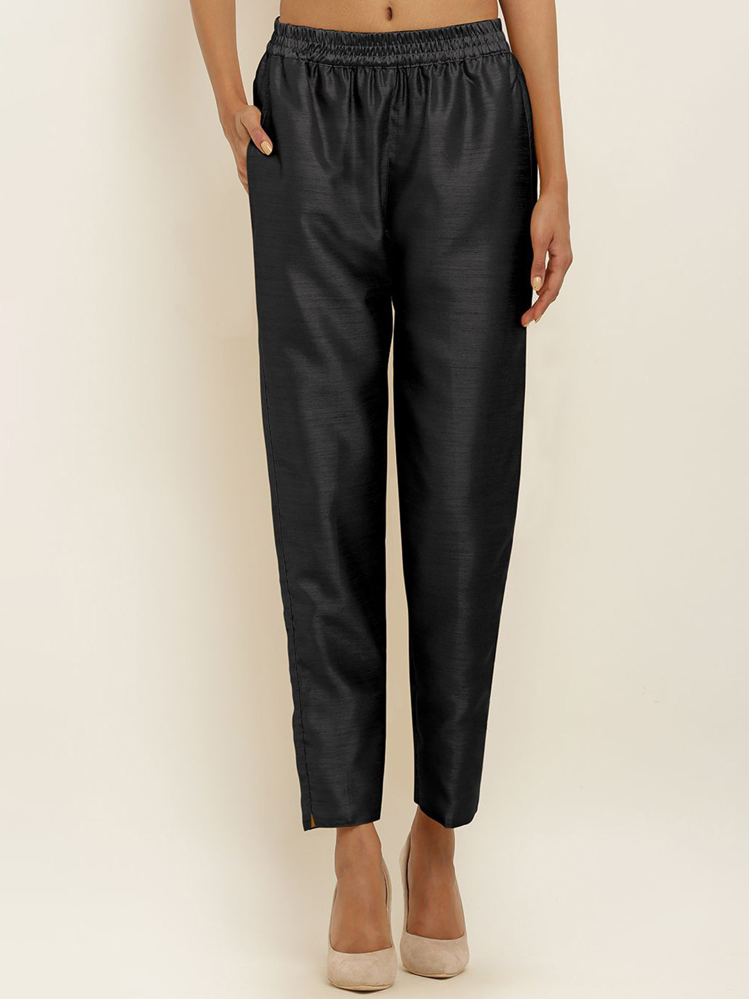 FLOREOS Women Comfort Easy Wash Mid-Rise Trousers