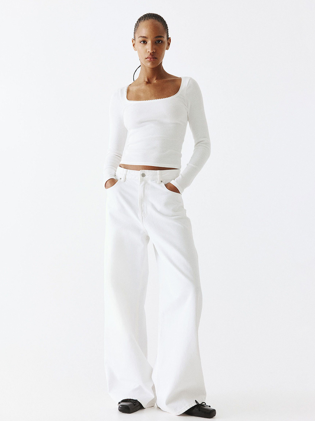 H&M Picot-Trimmed Cotton Top