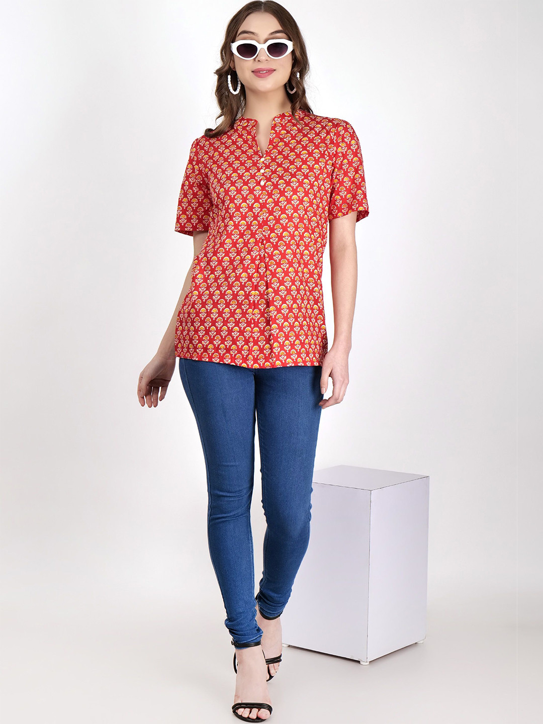 Jivitha Floral Printed Pure Cotton Kurti