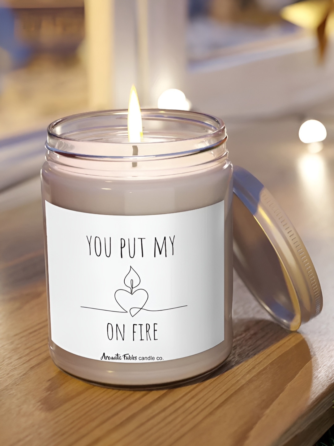 Aromatic Fables Heart Fire Rose Embers 1 Wick Conversational Round Regular Jar Candles