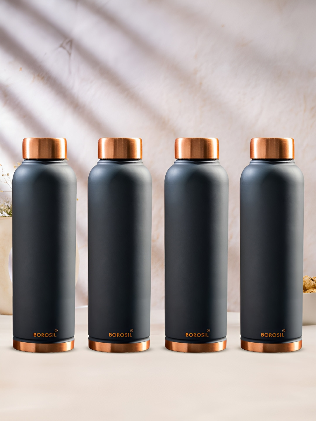 BOROSIL Grey Copper Spill Proof 4 Piece Water Bottle - 1L