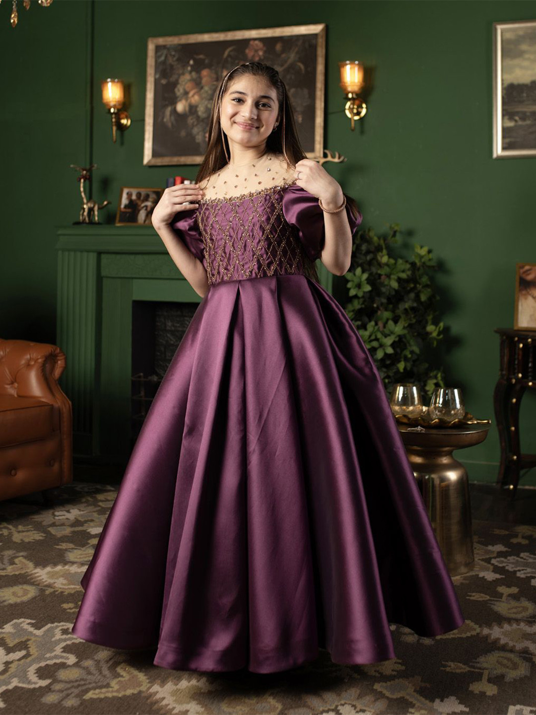 HOITY MOPPET Girls Dutch Satin Gown Maxi Dress