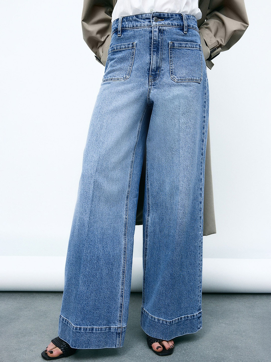H&M Wide High Jeans - Jeans for Women 32347760 | Myntra