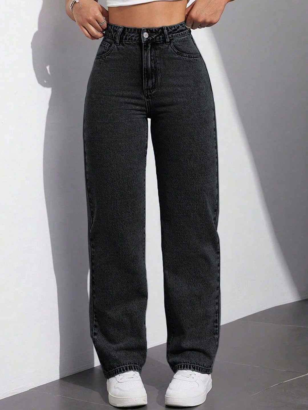 Glossia Women Comfort Straight Fit High-Rise Light Fade Acid Wash Stretchable Jeans