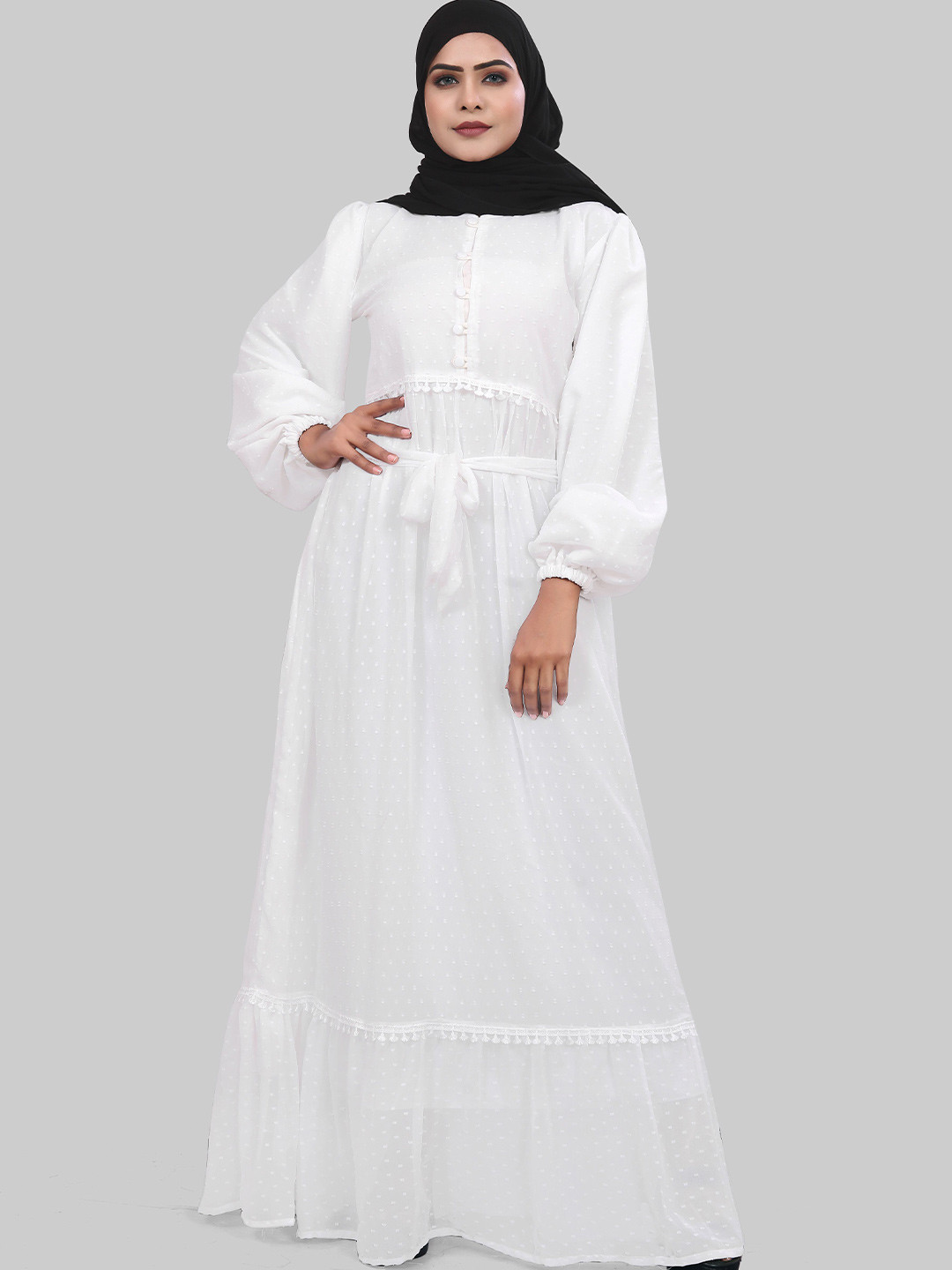 SARINKU Georgette Formal Fit & Flare Maxi Dress