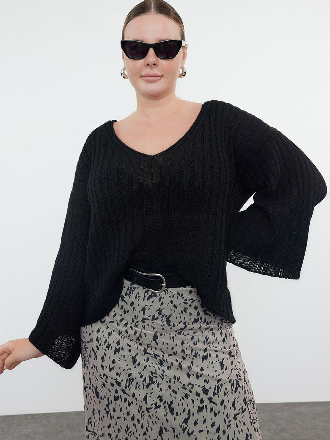 Trendyol Women Plus Size Striped Pullover