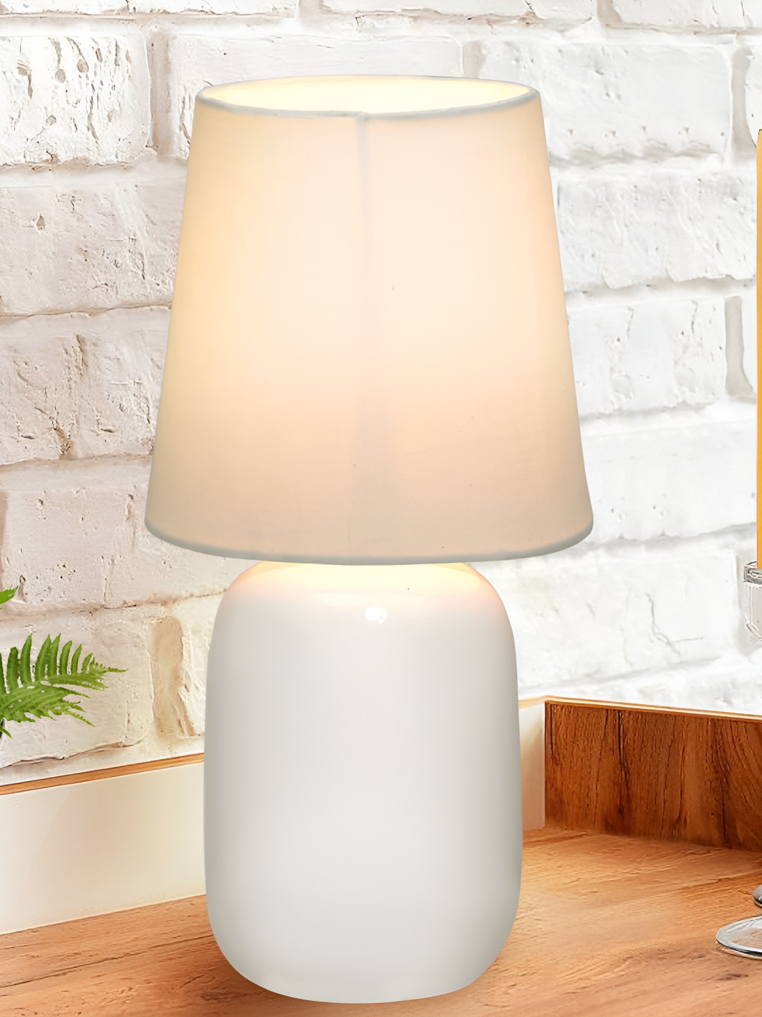 Homesake White Ceramic Industrial Frustum Shaped Table Lamp