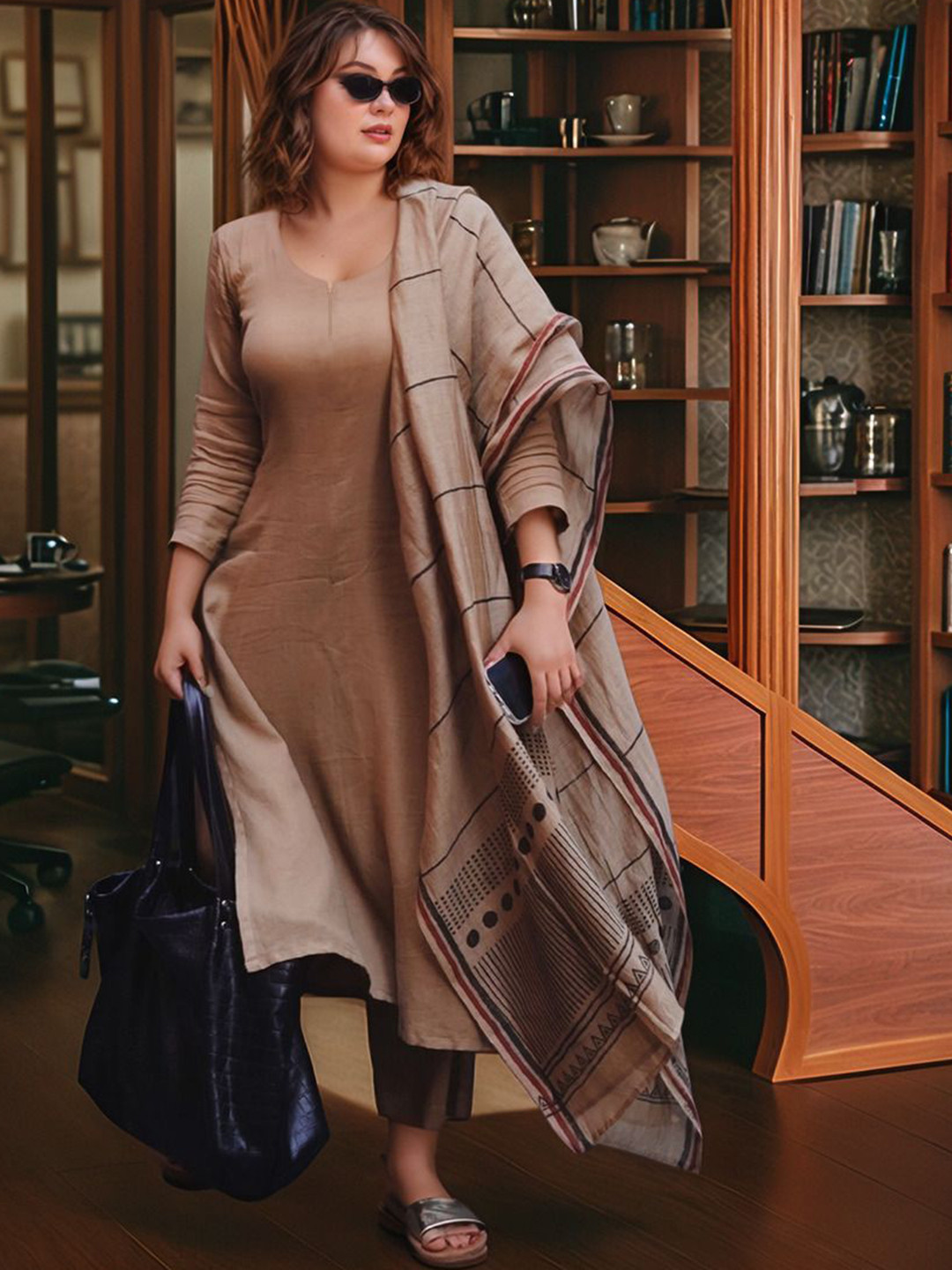 Anni Designer Notch Neck Straight  Kurta With Palazzo And Dupatta