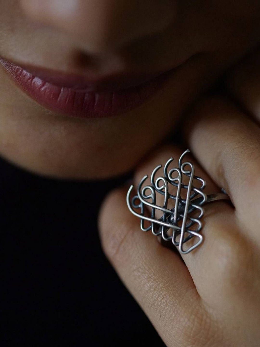 House of Aadyaa 925 sterling Silver Saraswati Finger Ring