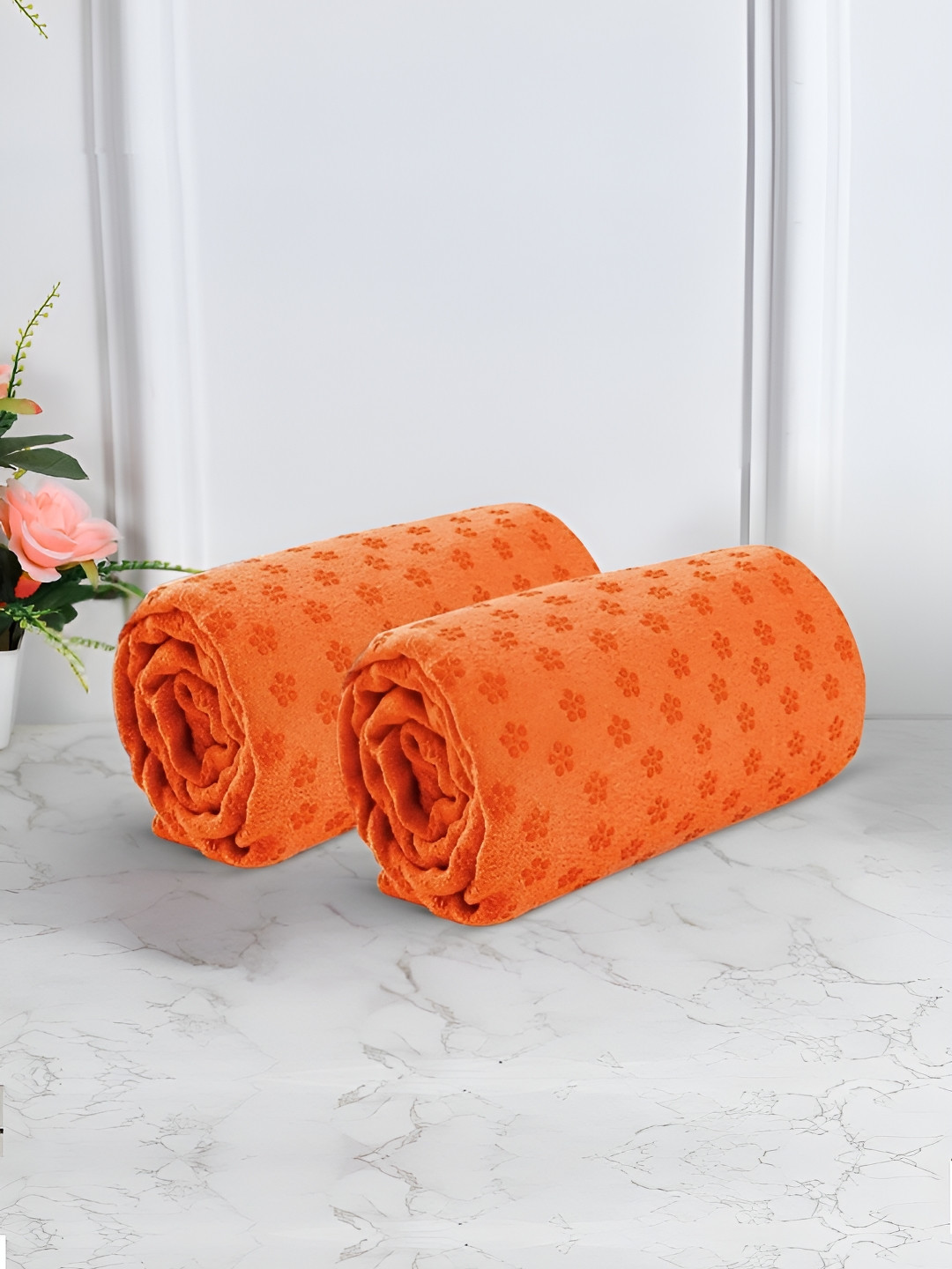 Black gold Orange 2 Pieces Premium Microfiber Yoga Mat Towel