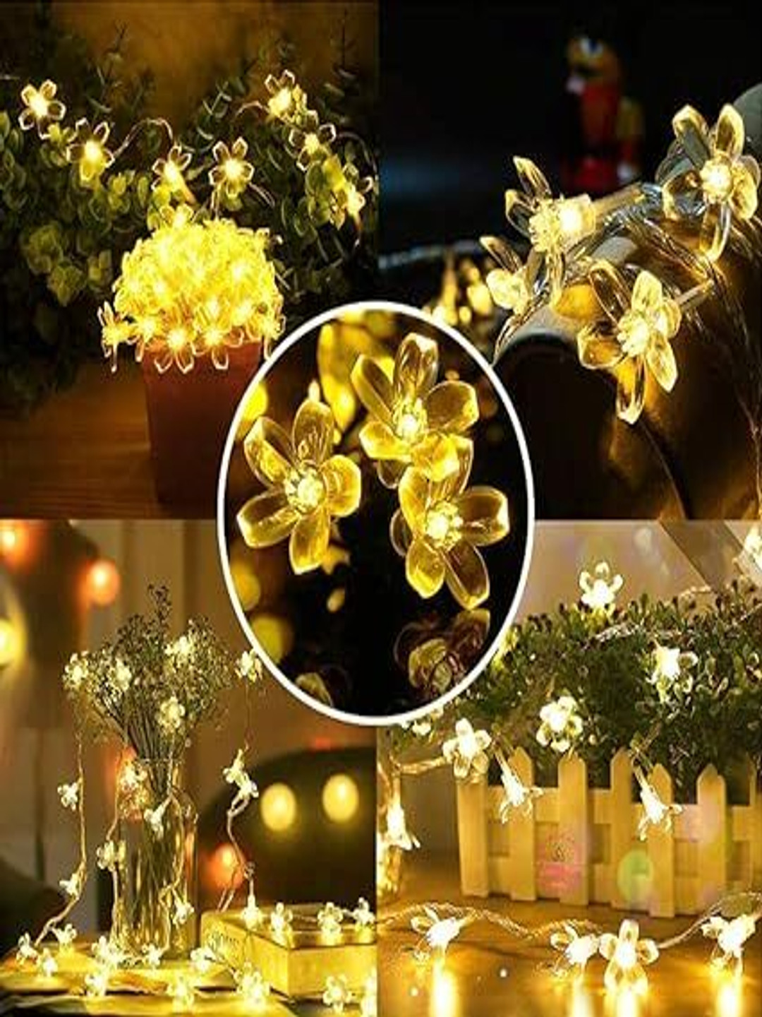 SPARK WORLD Yellow Flower Shape Bulb String Lights