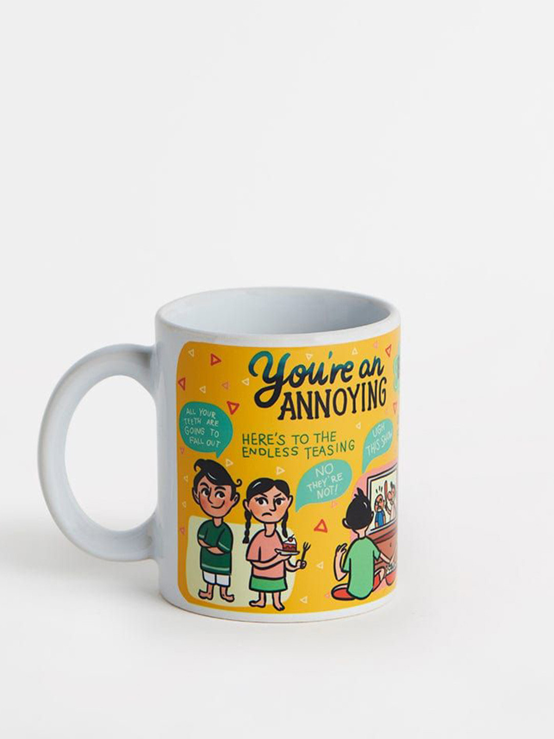 Chumbak Yellow Typography Printed Ceramic Adorable Brother Mug 380Ml