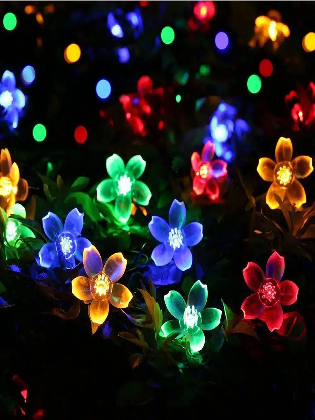 SPARK WORLD Red & Green Blossom Flower Shape LED Fairy String Lights