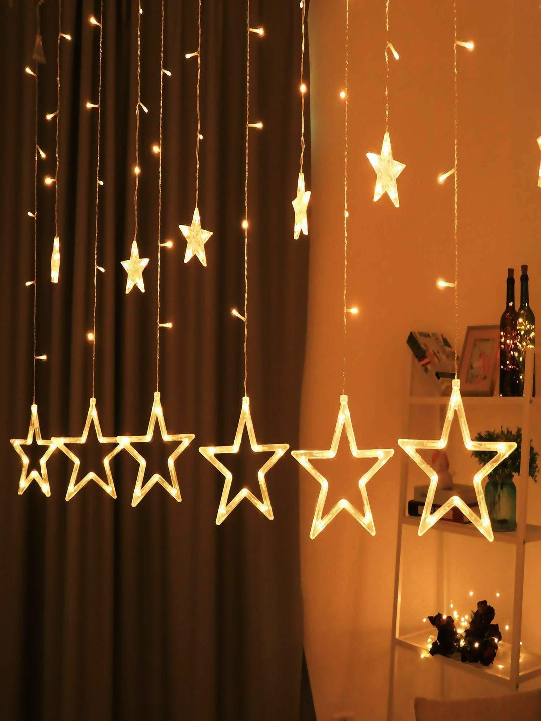 SPARK WORLD 138 Adults Yellow Star Shaped LED String Lights