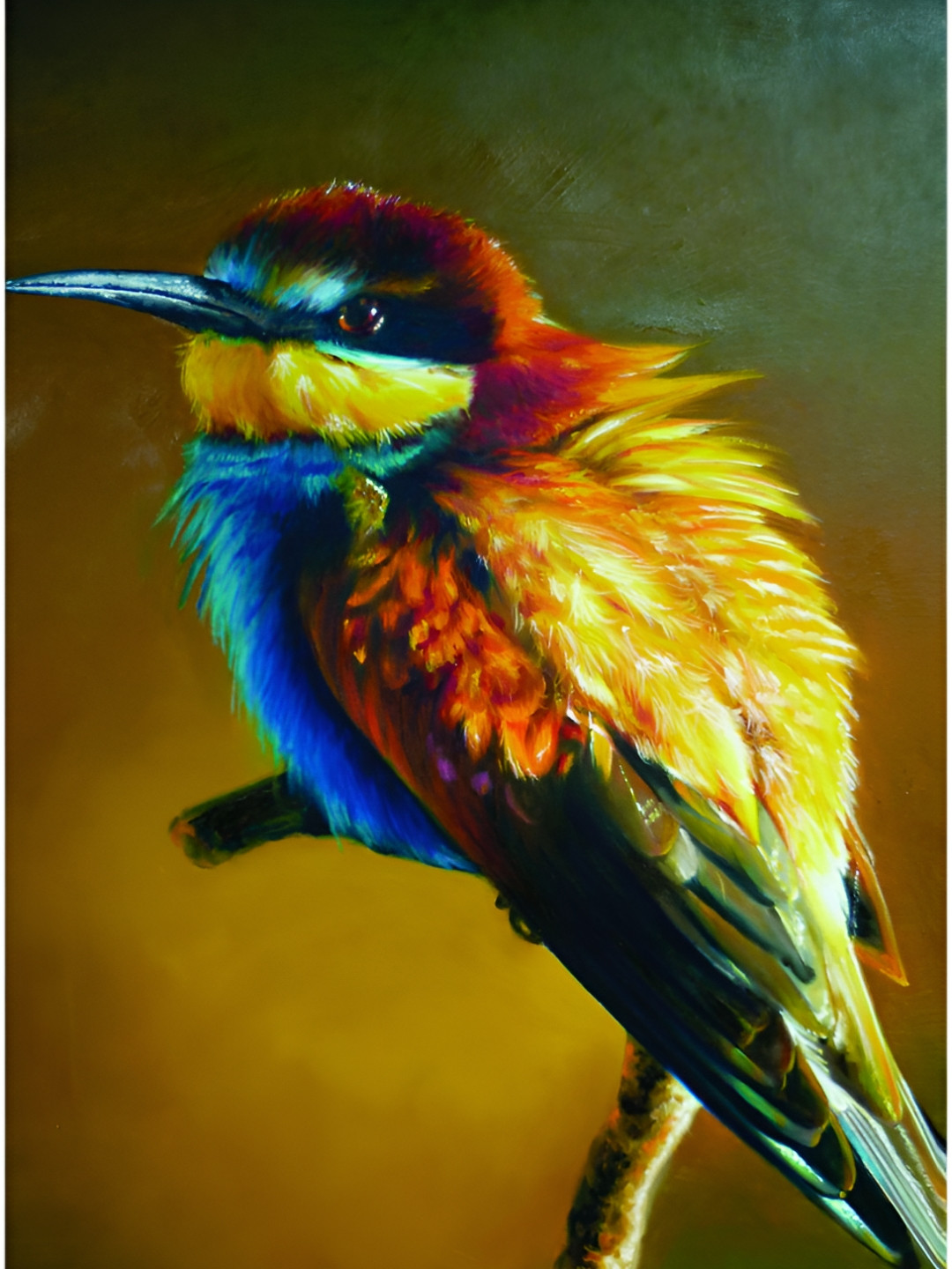 Inephos Yellow And Blue Birds And Animals Printed Beautiful Bird Canvas Wall Art