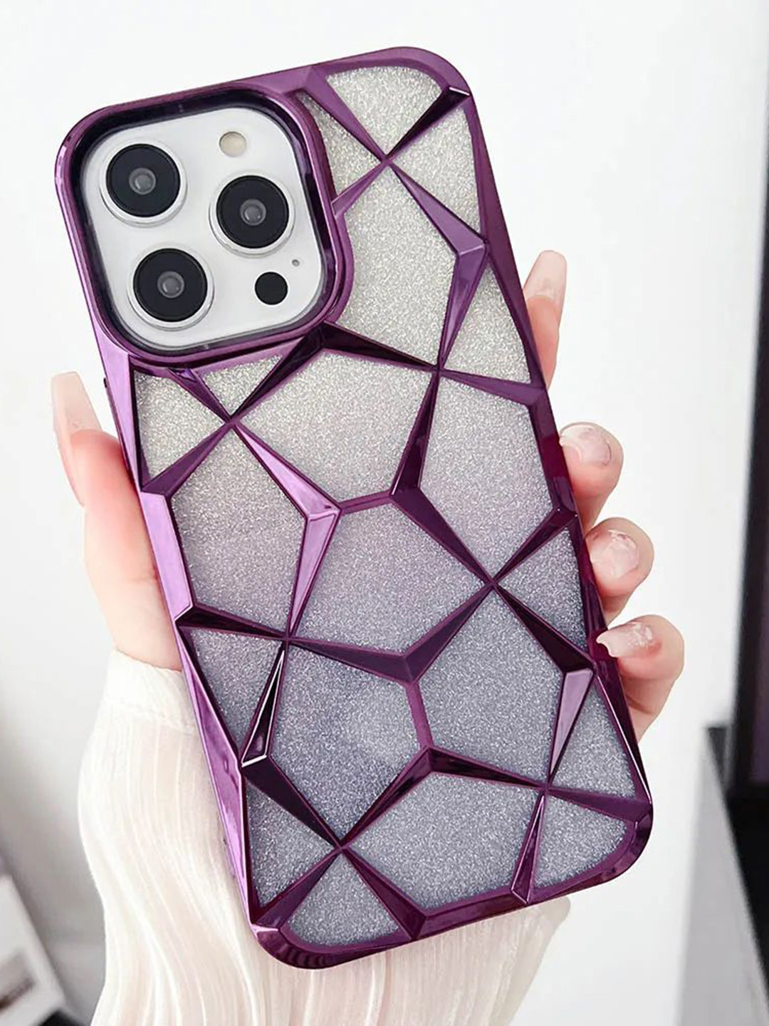 Luxury Kase Geometric LK079 Geometric Shape Diamond Mesh Pattern iPhone 15 Pro Back Case
