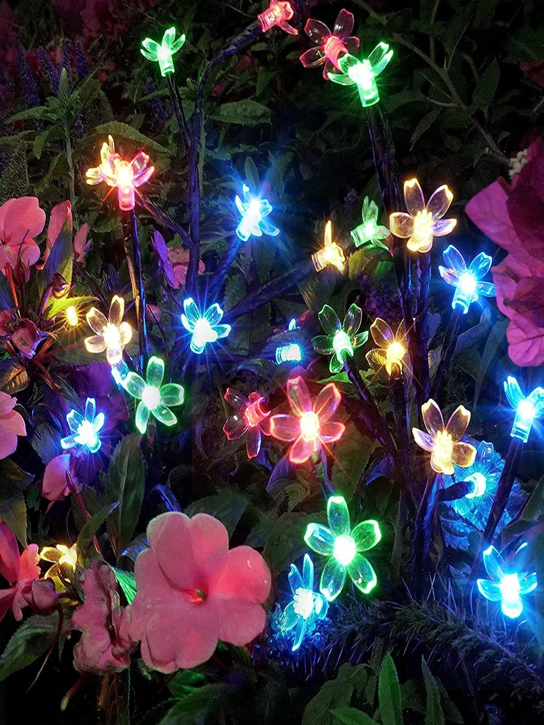 SPARK WORLD Blue Flower-Shaped String Lights
