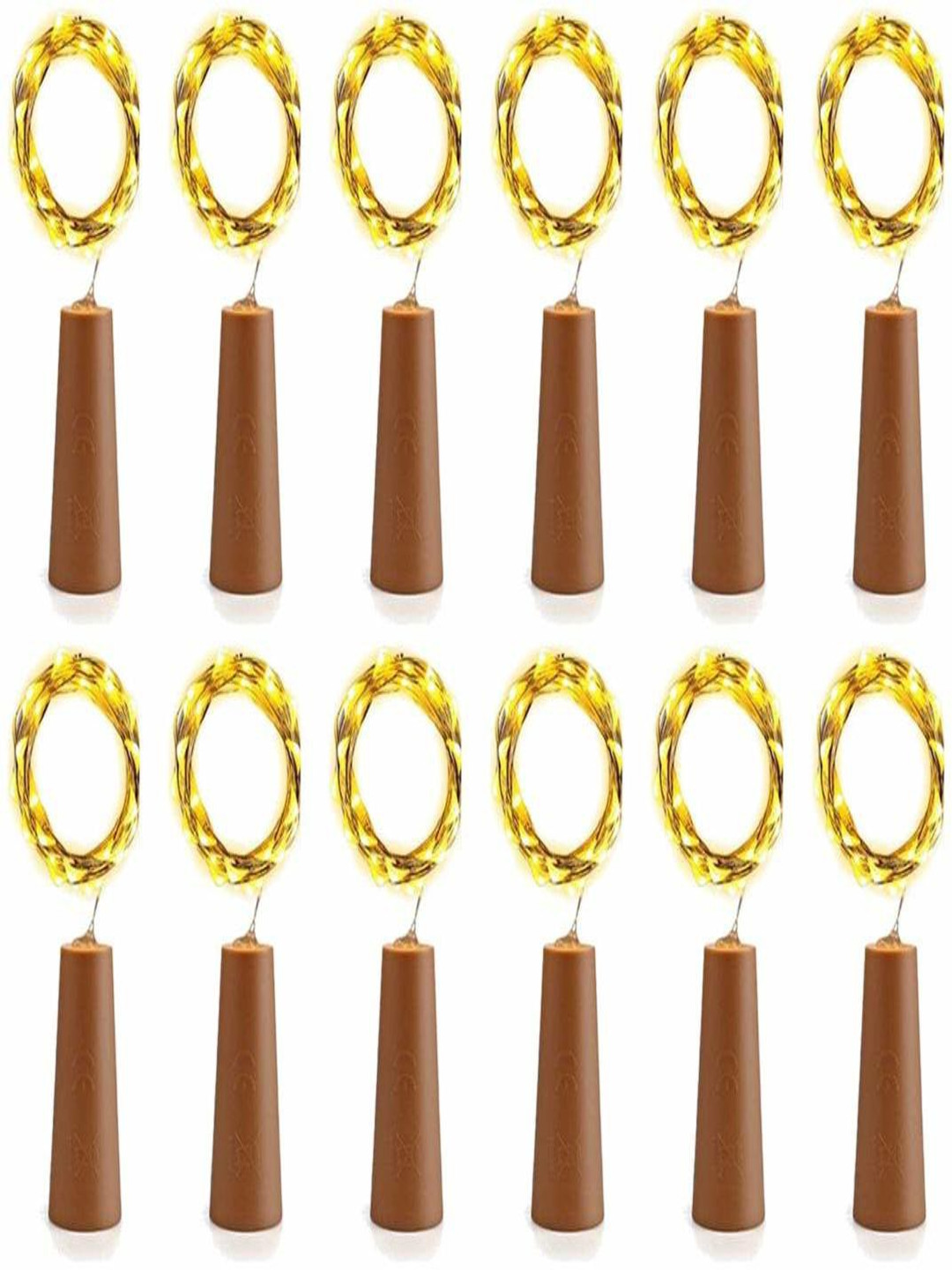 ENORMITY Yellow 12 Pieces Rice Shape Cork String Lights