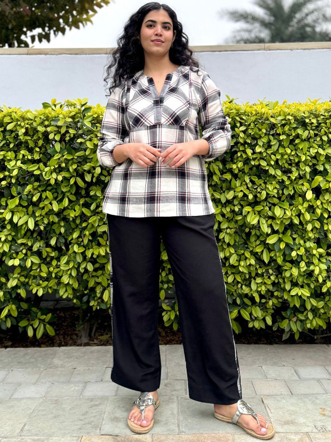 Minimul 100% Linen Check Twill Set