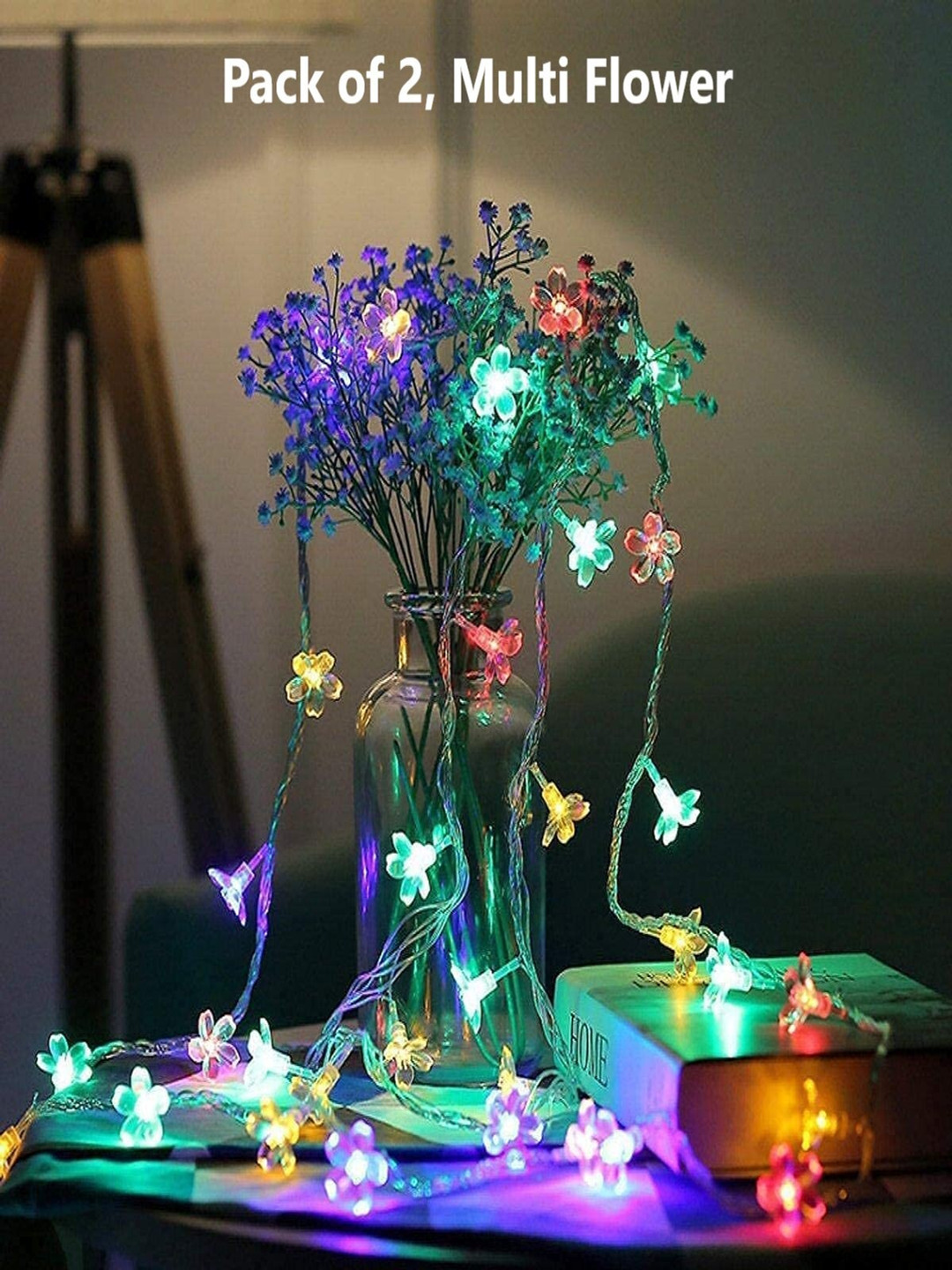 SPARK WORLD Blue & Yellow 2 Pieces Flower 16 LED String Lights