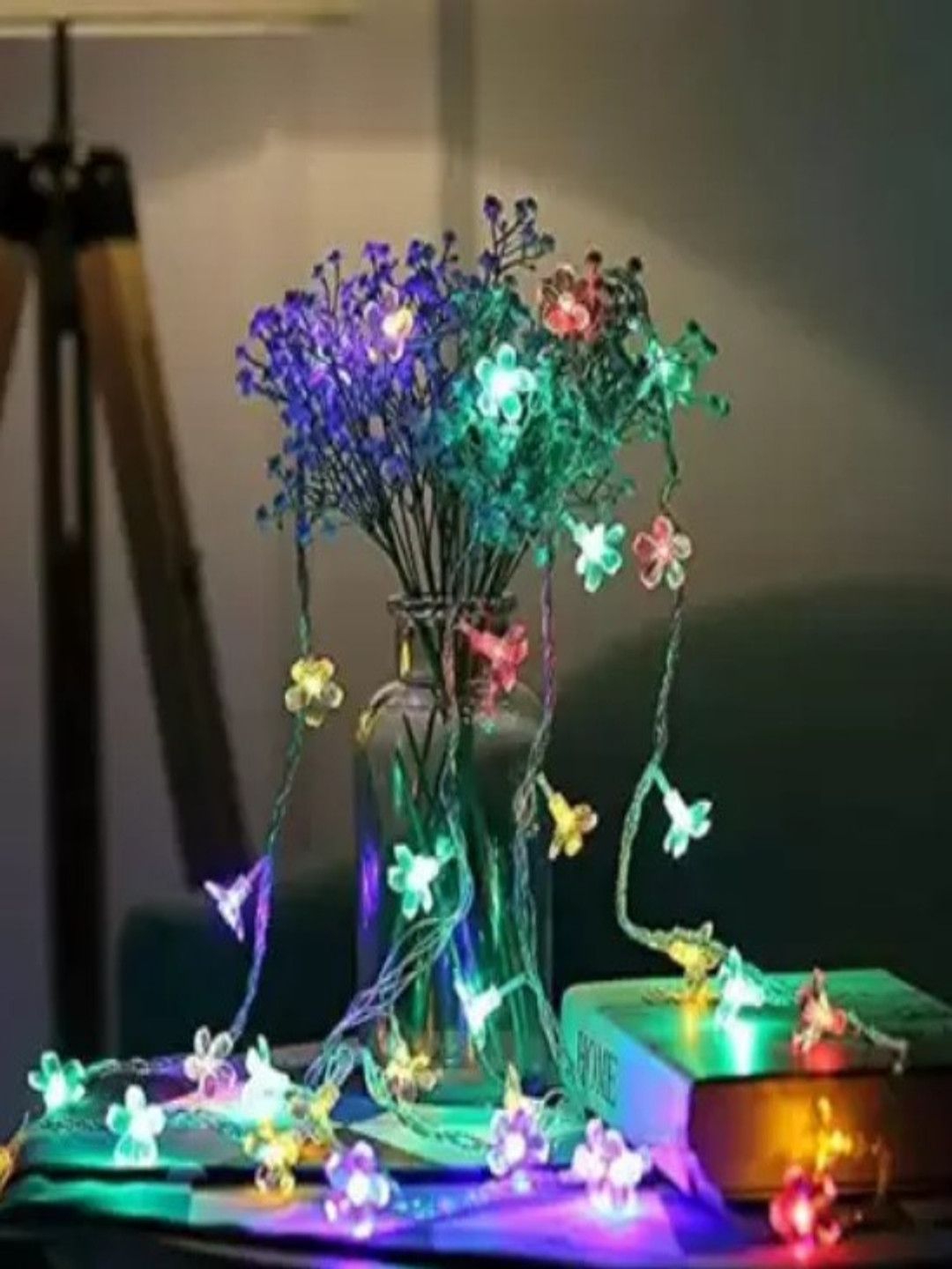 SPARK WORLD Blue & Green Flower Shape String Lights