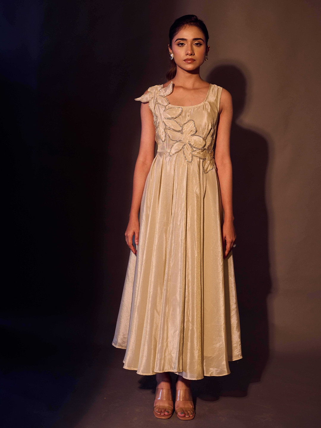 WEAVING CULT Women Tissue Flared Embellished Dress