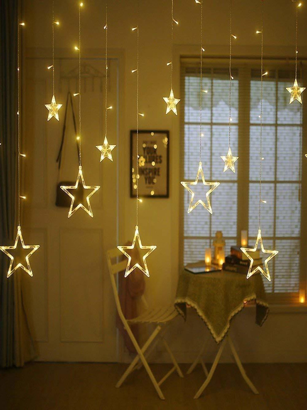 SPARK WORLD 138 Yellow Star Shaped LED String Lights