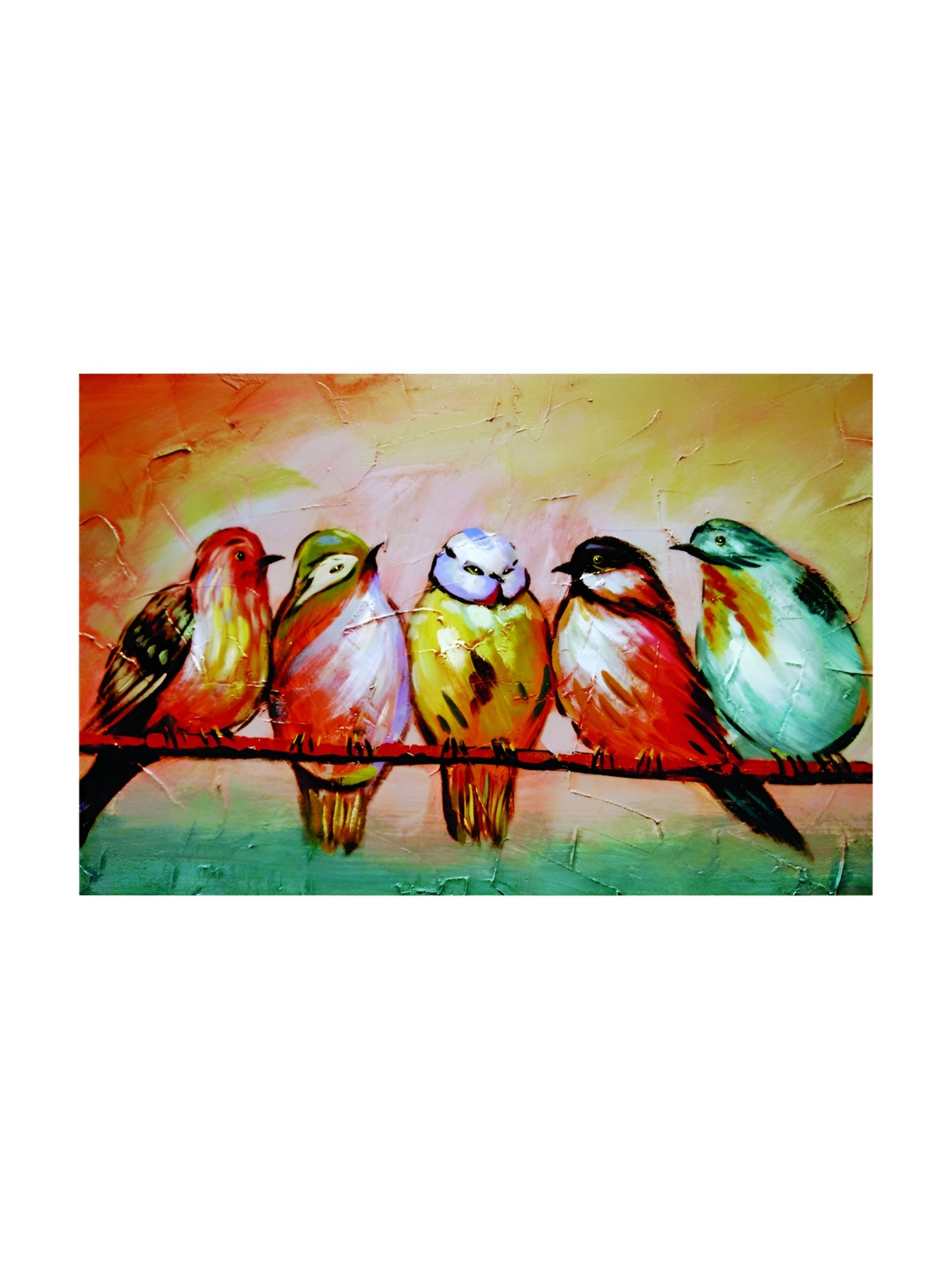 Inephos Orange And Yellow Birds and Animals Printed Canvas Wall Art