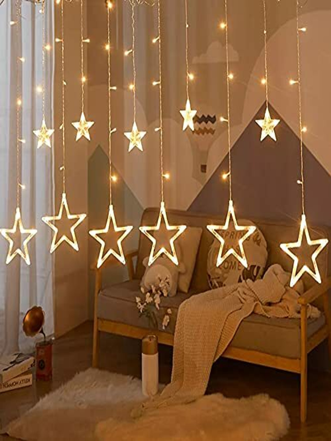 SPARK WORLD White Star Shaped LED String Lights