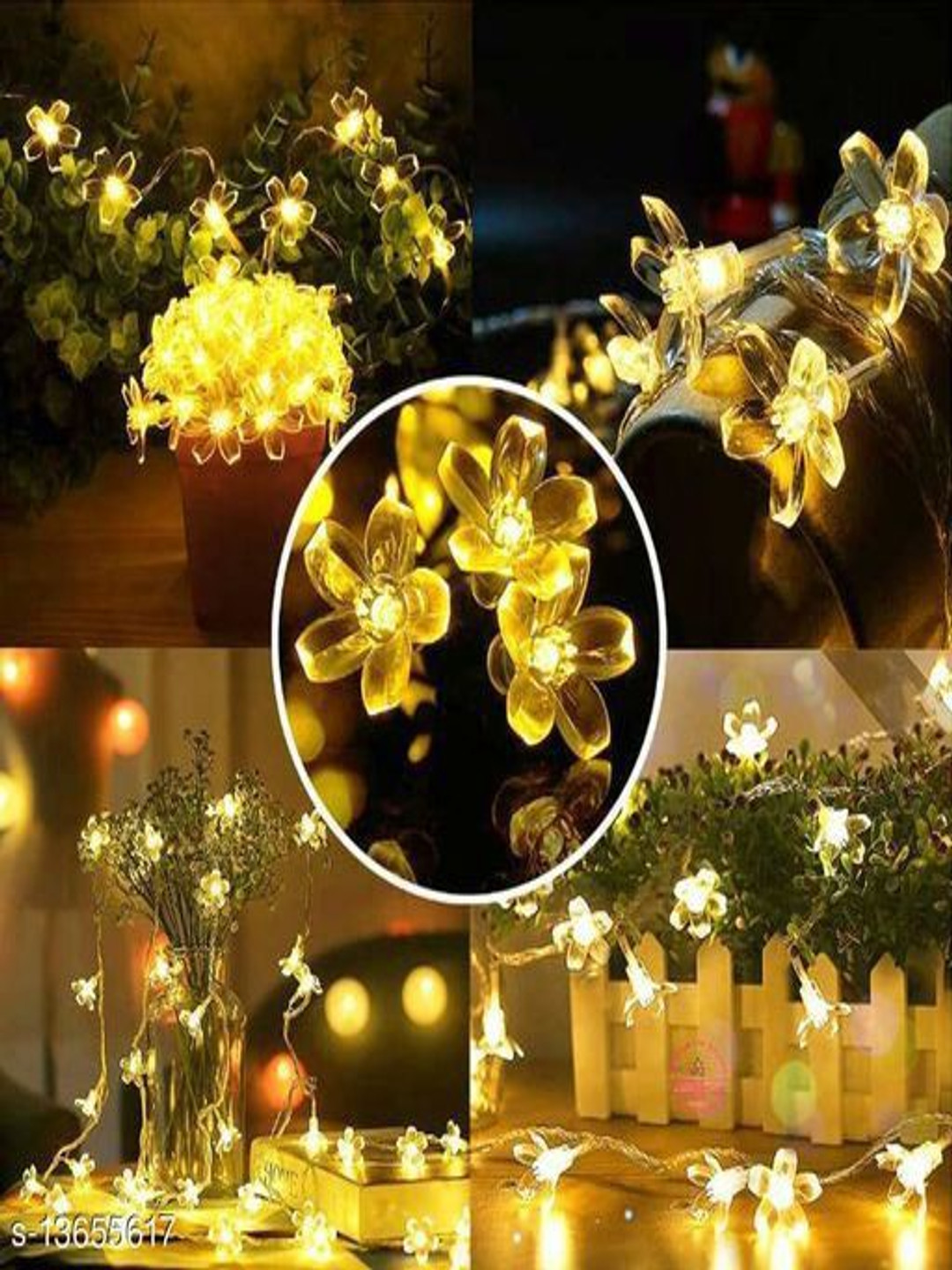 SPARK WORLD Yellow Floral-Shaped LED String Lights