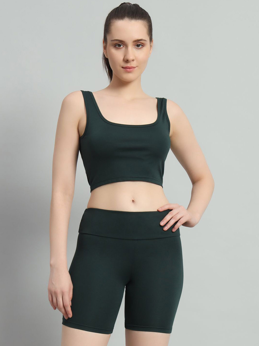 ND & R Women Cord Set Crop Top and Bikerbabe Shorts