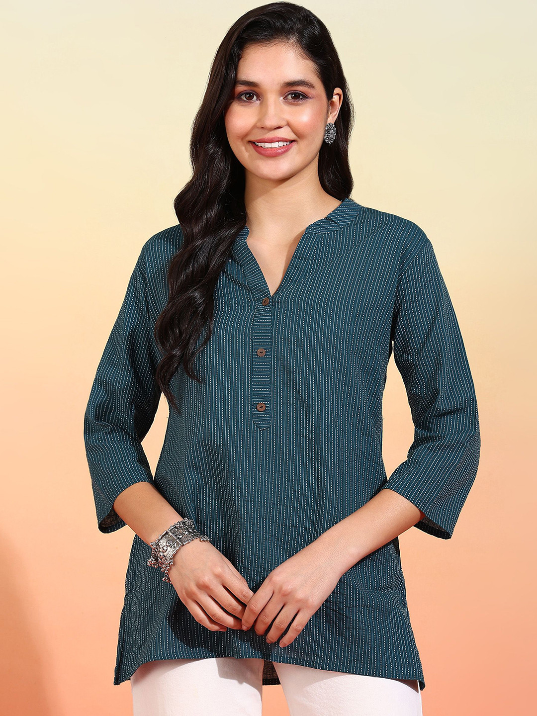 Label Ceres Mandarin Collar Cotton Top