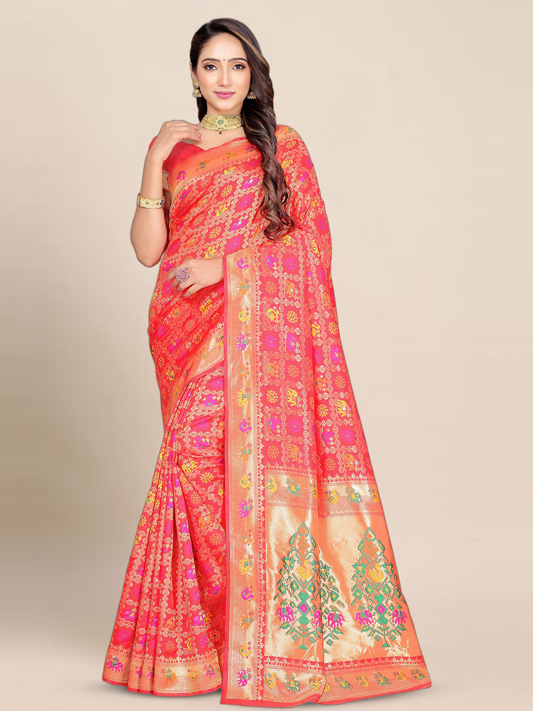 bigben textile Bandhani Zari Banarasi Saree