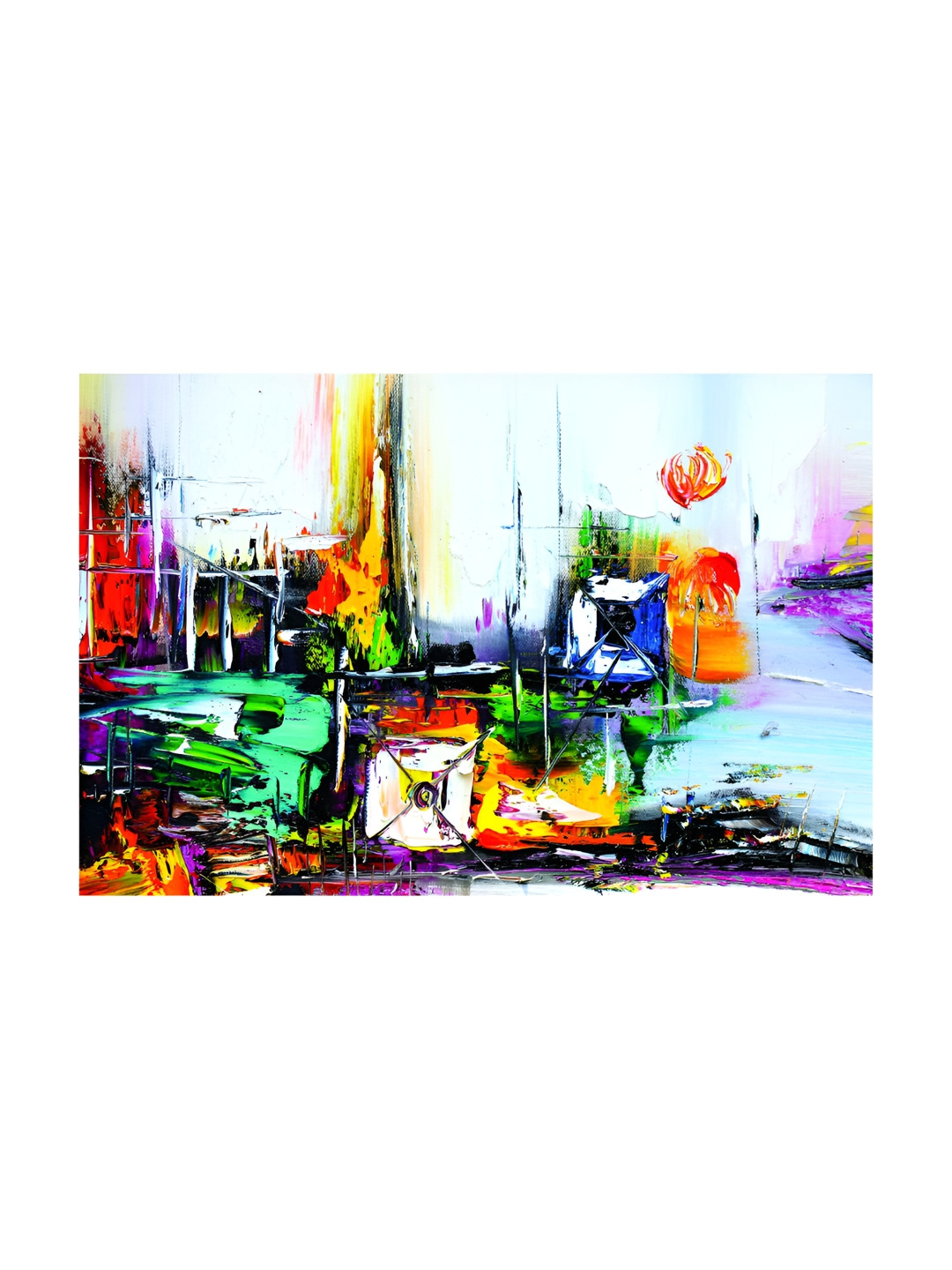 Inephos Yellow And Blue Modern Abstract Printed Canvas Wall Art