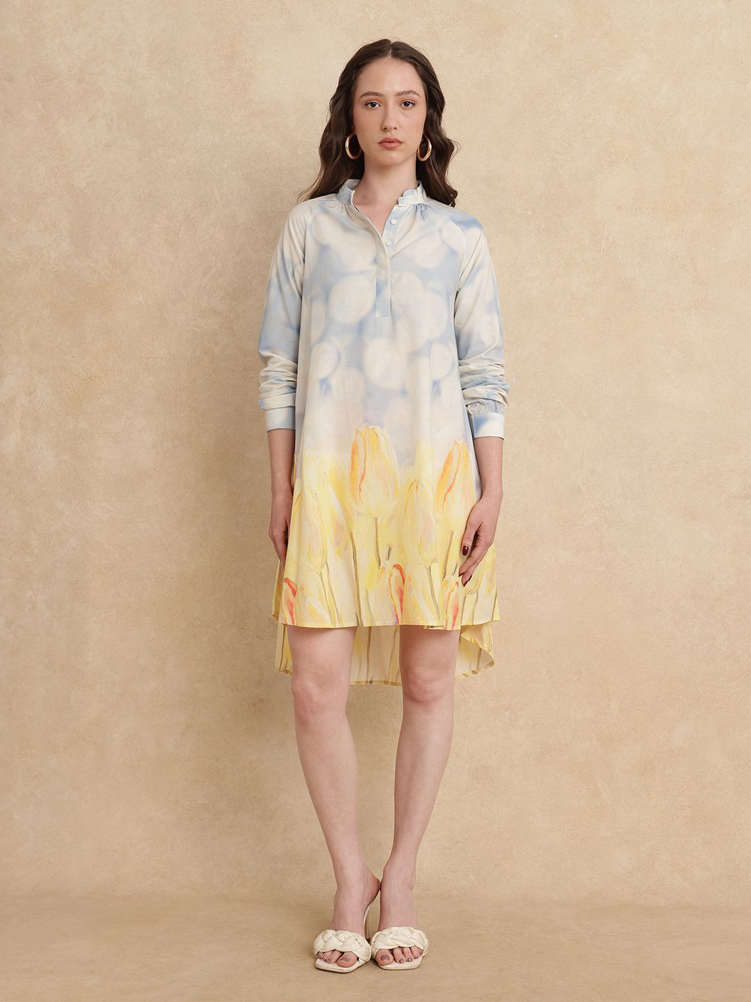 RAREISM Jancon Light Multi Floral Printed Shirt Dress