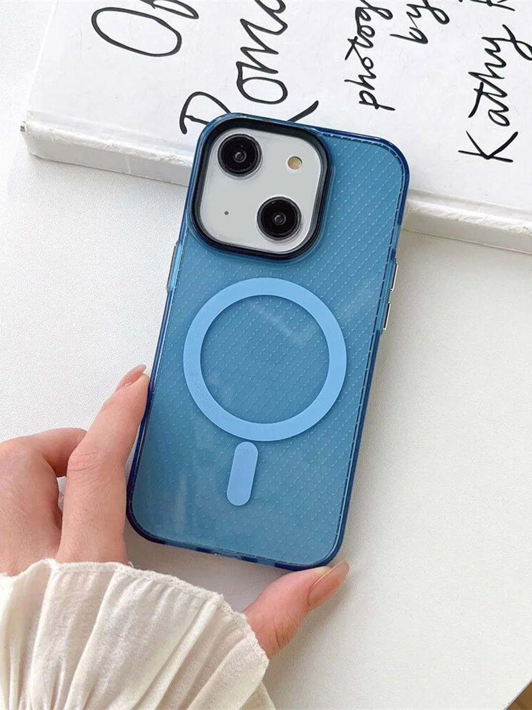 Luxury Kase LK085 Beehive Texture Magnetic Mag-Safe iPhone 15 Plus Back Case